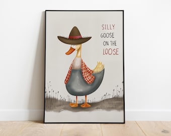 Dummer Gans Kunstdruck: Originelle Tier-Illustration