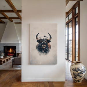 American Buffalo Canvas Print: Yellowstone Bison Portrait, Framed Wall Art