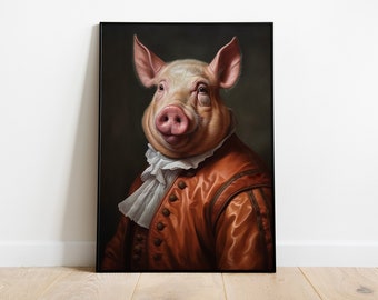 貴族の豚カップルのルネサンス絵画：面白い動物アート（デジタル