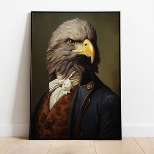 Renaissance Eagle Portrait Print: Vintage Animal Head Poster