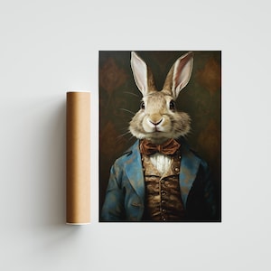 Rabbit Portrait Print, Renaissance Rabbit Oil Painting, Vintage Rabbit ...