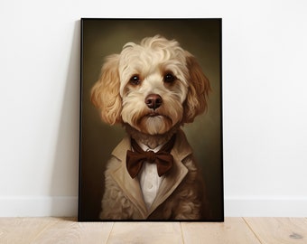 Vintage Cockapoo Portrait Print: Elegant Dog Lover Gift