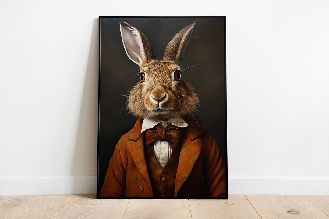 Rabbit Portrait Print, Renaissance Rabbit Oil Painting, Vintage Rabbit ...