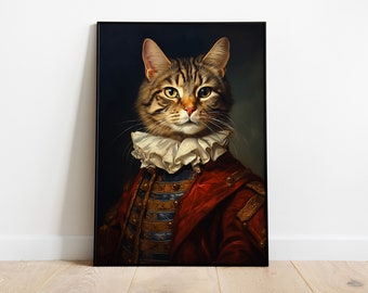 Renaissance Cat Portrait Art Print: Victorian Style Poster