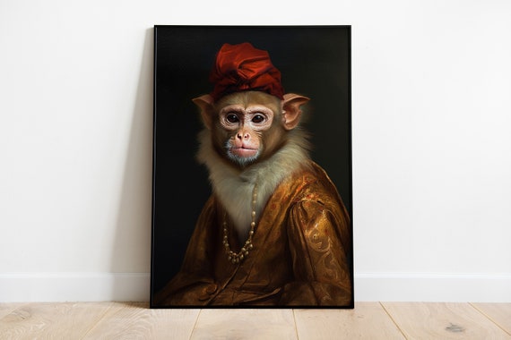 Renaissance Monkey Portrait Print: Victorian Animal Wall Art - Etsy