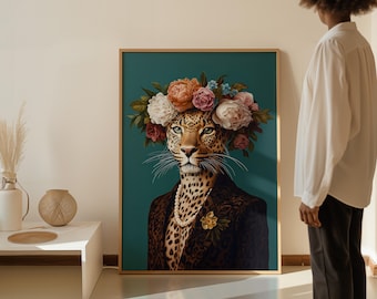 Leopard Portrait Canvas Print: Eclectic Animal Wall Art