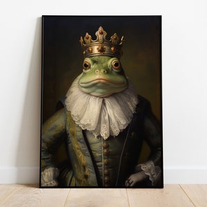 Renaissance Frog King Art Print: Funny Animal Portrait