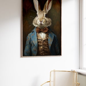 Rabbit Portrait Print, Renaissance Rabbit Oil Painting, Vintage Rabbit ...