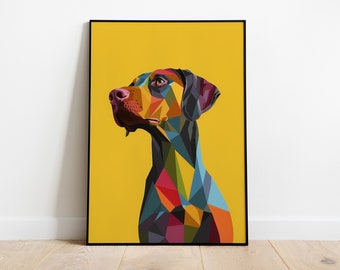 Farbenfroher Weimaraner Print: Minimalistisches Hunde Portrait Poster