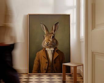 Renaissance Hare Canvas Art: Vintage Animal Portrait