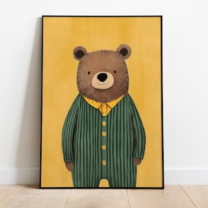 Bear Nursery Print, Cute Bear Poster, Woodland Nursery Art, Nursery Decor, Nursery Wall Art, Kids Room Illustration, Toddler Playroom Poster