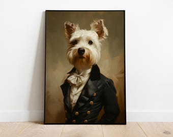 Schnauzer Renaissance Portrait Print: Animal Head Human Body Art