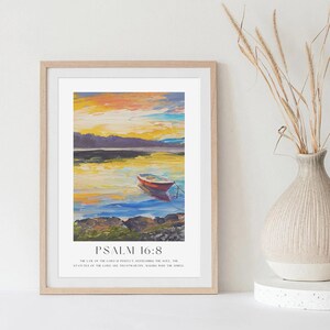 Psalm 16:8 | Modern Christian Gift Set | Vintage Oil Painting