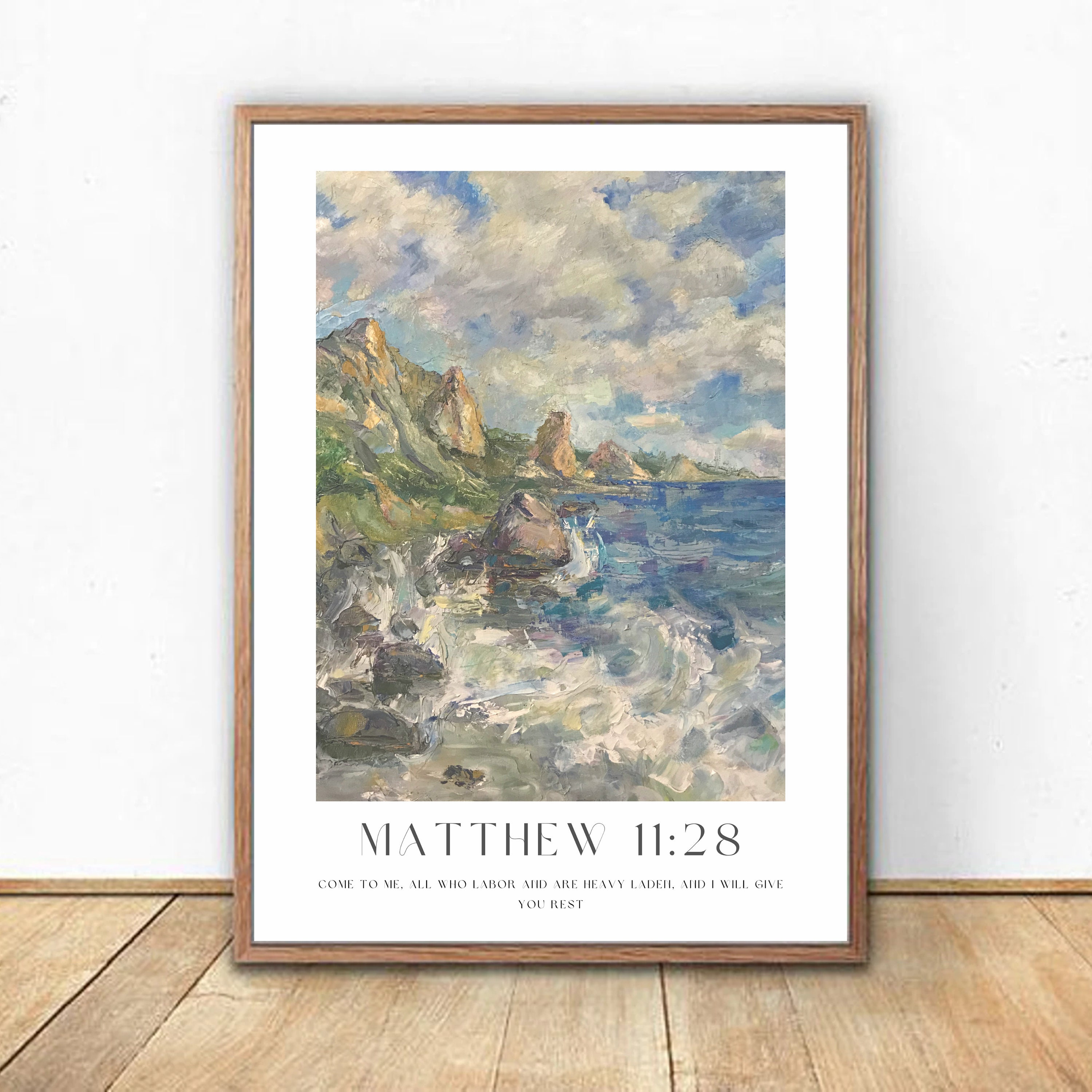 マタイ11:28聖書油絵 - Etsy 日本