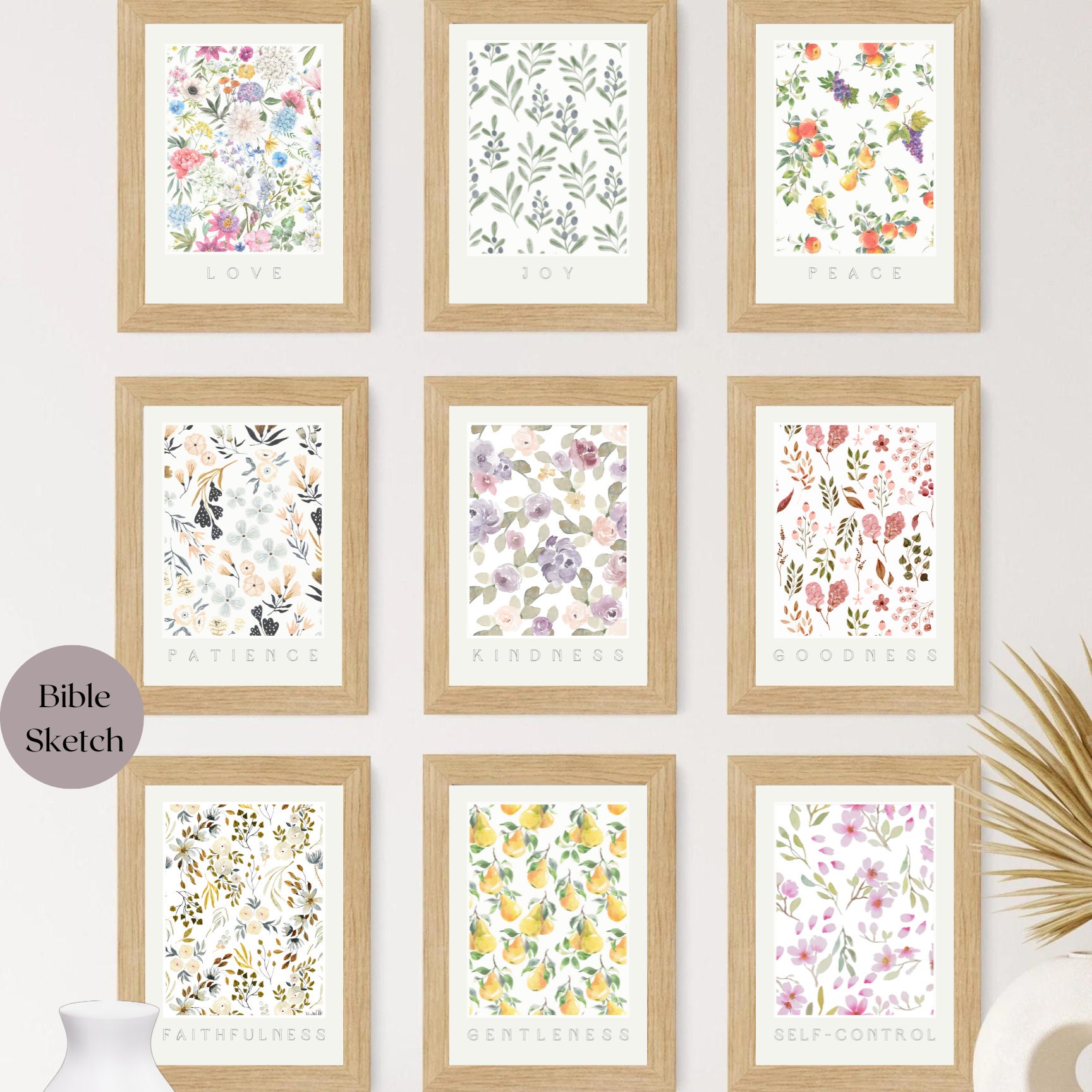 Set of 9 Fruit of the Spirit Bible Verse Wall Art Galatians - Etsy