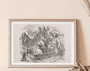 The Miraculous Catch of the Fish PHYSICAL PRINT | JOHN 21:6 | Jesus ...