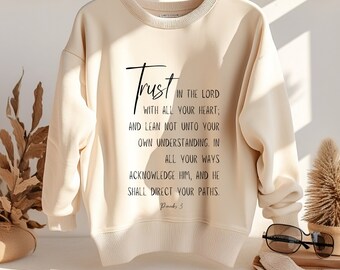 Proverbi 3:5 6 / Fiducia nel Signore / Felpa con Scritture ispiratrici / Felpa con cappuccio beige per coppia