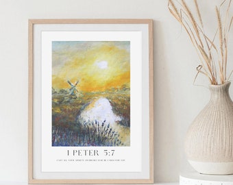 1 Pedro 5:7 Pintura al óleo de la Biblia