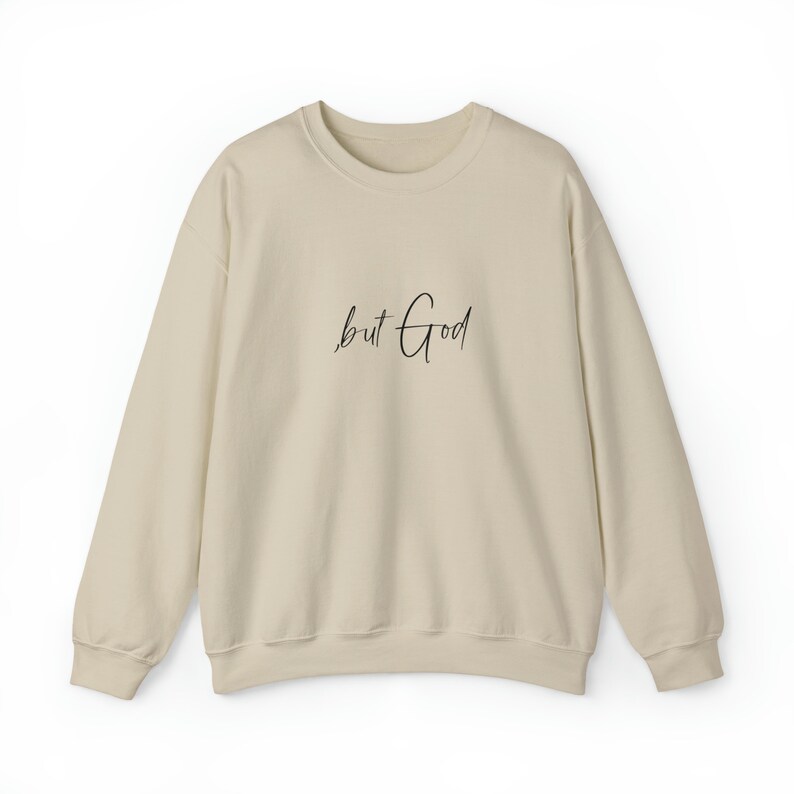 Ma Dio - Maglione ispiratore minimalista - Felpa con cappuccio cristiana beige per coppie immagine 6