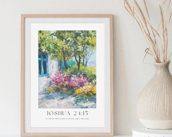 Josué 24:15 | Coffret cadeau chrétien moderne | Peinture à l'huile vintage
