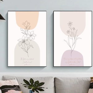 Psalm 23 Set of 2 | Psalm 91 Biblical Wall Art