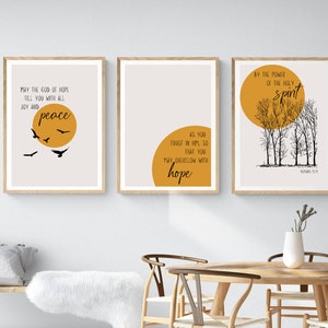 Set of 3 Modern Christian Art | Romans 15:13 | Religious Gift