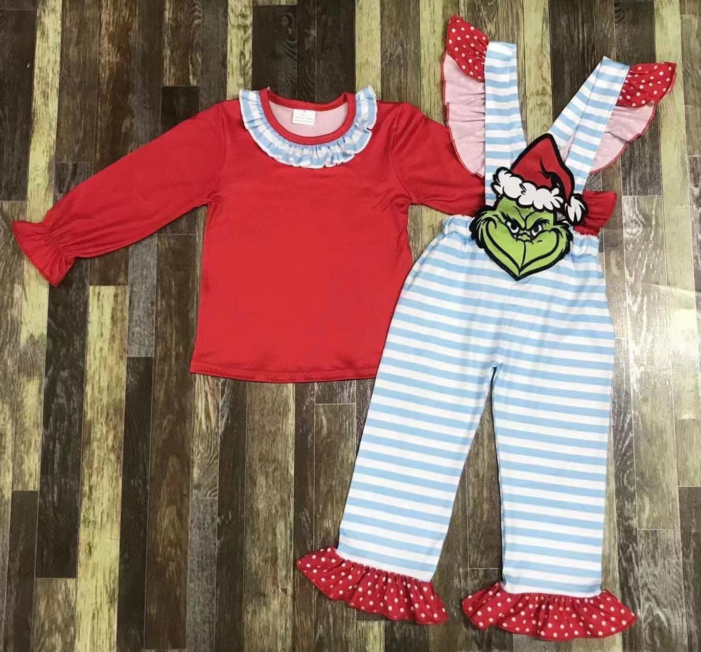 Girls Grinch Overall Set - Etsy