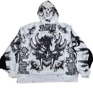 XL-XXL Unikat handgemacht Hoodie custom auge punk goth fantasy emo Bolzen rave Festival Rockstar Apocalyptic cool Baumwolle Original