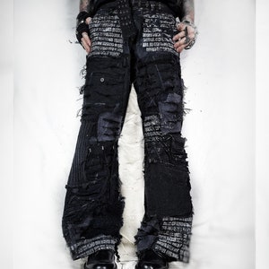✨y2k archive LAGUST black denim punk w78 Y2K Clothing Men Y2K Star Jeans Hip Hop Streetwear Fashion