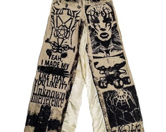 Sinskins Handmade Baggy Alternative Anime Y2K Emo Punk Aesthetic Custom Graphic Goth Grunge Cyber Fantasy Pants Big Wide Leg High Rise Pants