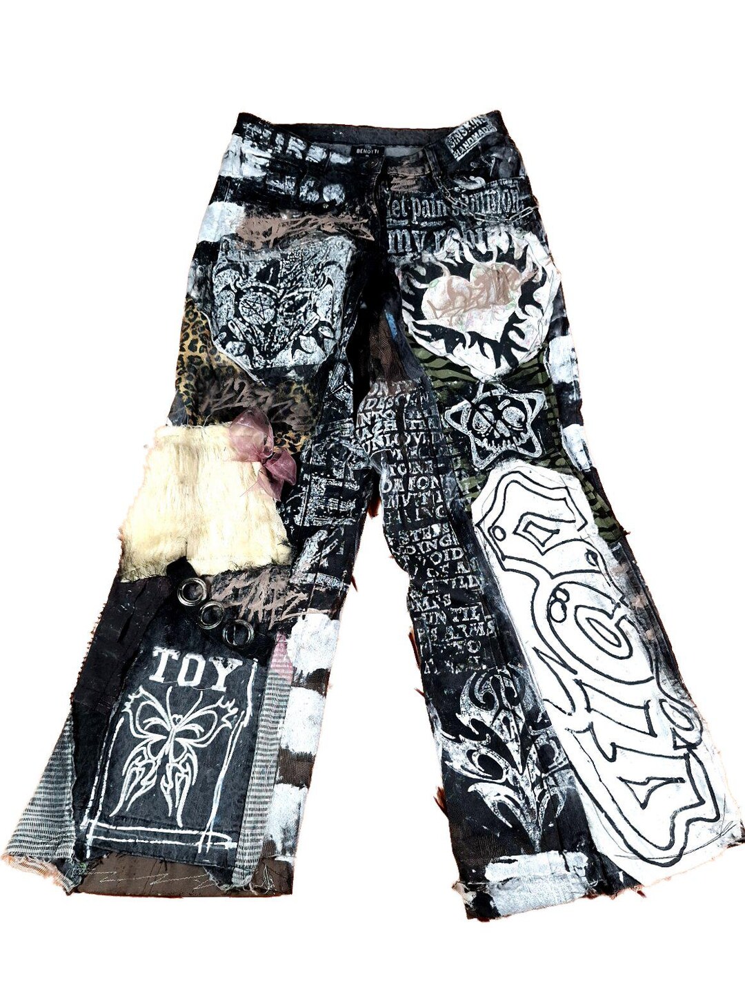 Baggy Pantalones Punk Rock Unique Handmade Baggy Jeans Custom Punk