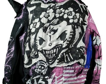 Vintage 2000s Y2K Goth Punk Grunge Utility Black Jacket With