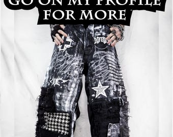 Custom Handmade Loose Straight Shorts Jorts Punk Goth Rock Custom Handmade Loose Straight Shorts Jorts Punk Goth Rock