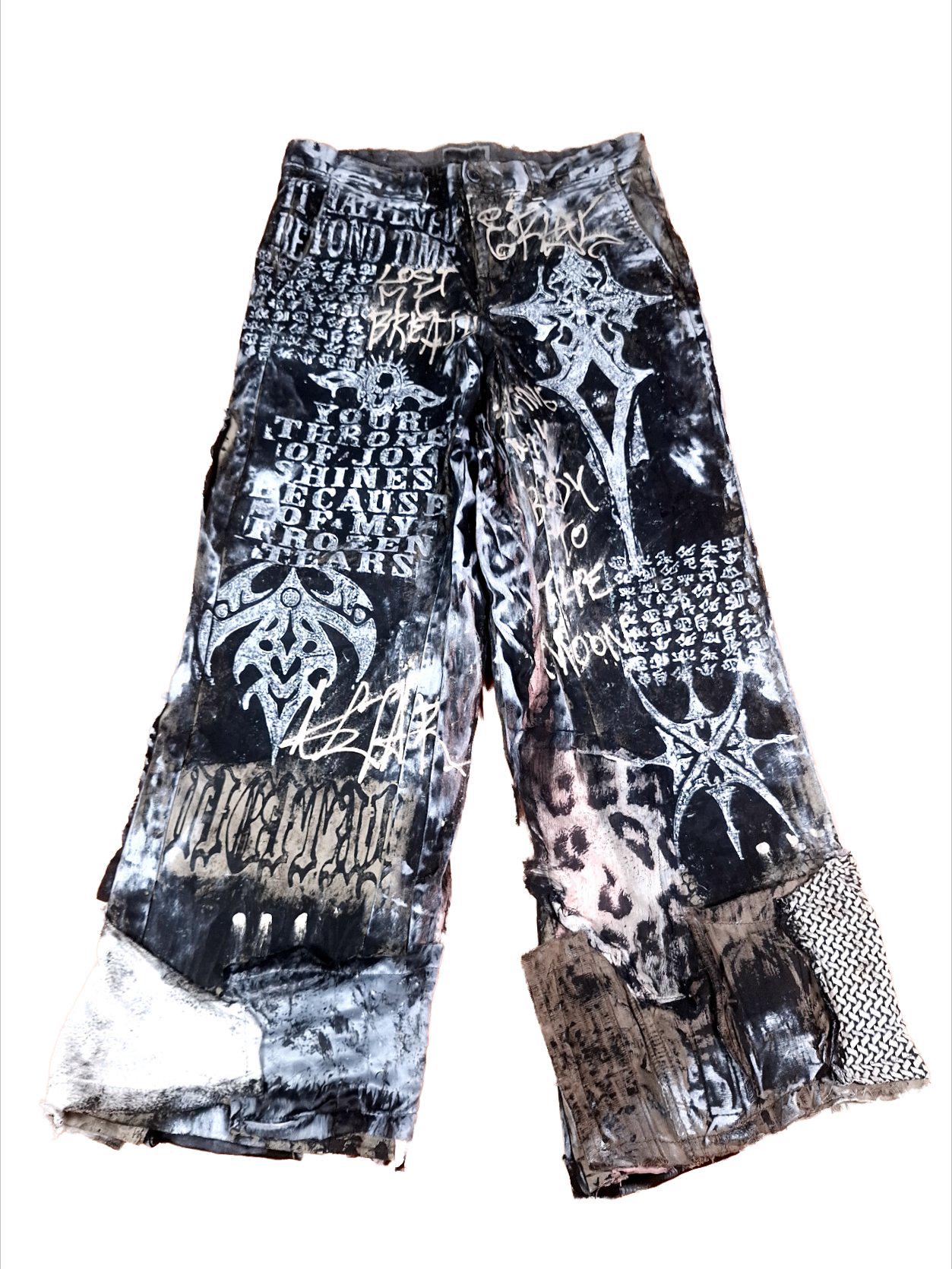 パンツ opium baggy denim costom pants Y2K Baggy Black Opium Pocket Jeans Gothic Pants Oversized