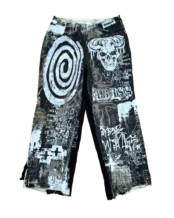 Unique Handmade Jeans Custom Punk Rock Goth Emo Metal Cyber Dark 