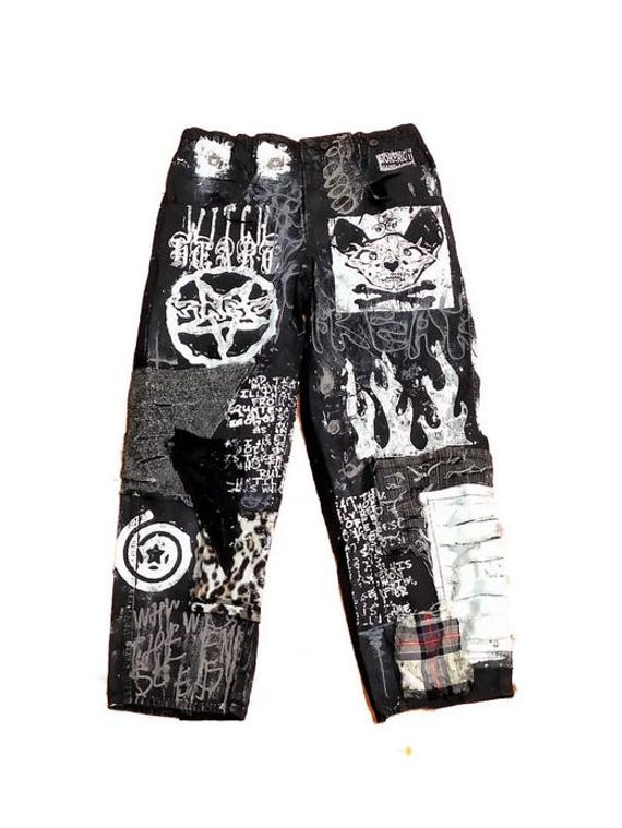 Unique Handmade Jeans Custom Punk Rock Goth Emo Metal Cyber Dark 