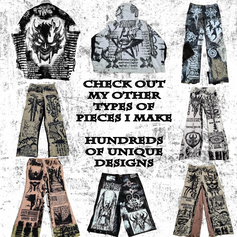 Unique Handmade Jeans Custom Punk Rock Goth Emo Metal Cyber Dark