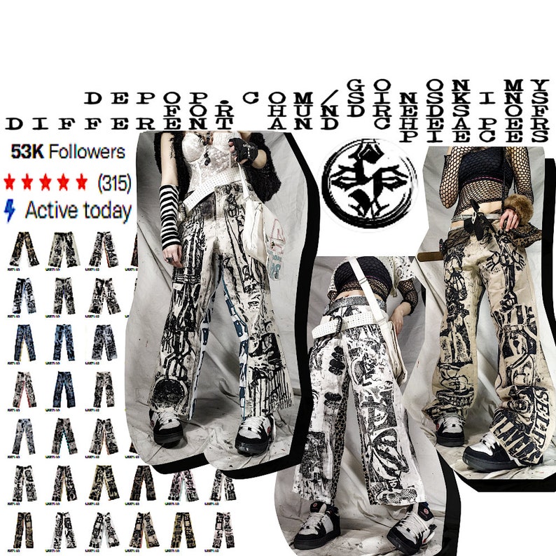 Sinskins Upcycled Baggy Alternative Swag Anime Aesthetic Graphic Goth