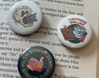 The Mysterious Bookcase Button Badge