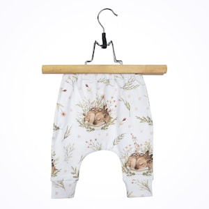 Fawn Print Baby Harem Pants: Newborn Cotton Jersey (0-3 Months)