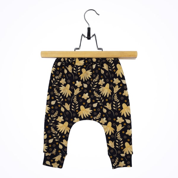 Leggings fleurs bébé garçon, leggings bébé fille, pantalon noir bébé, sarouel enfant, leggings nouveau-né, cadeau baby shower, leggings enfant en bas âge