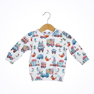 Christmas City Baby Sweatshirt: Holiday Cotton Blend Kids Outfit