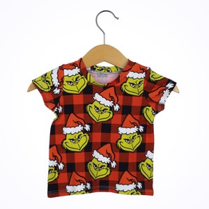 Kids Christmas Thief T-Shirt: Red Buffalo Plaid Holiday Outfit