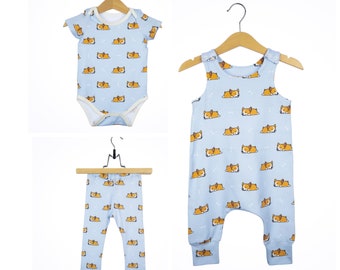 Corgi baby boy girl clothes leggings bodysuit romper t-shirts shorts pants mittens beanie hat baby shower gift newborn blue print clothes