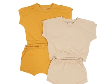 Cotton Baby Outfit: Beige T-Shirt & Shorts Set (3-6 Months)
