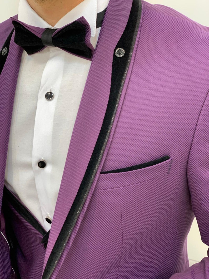 PAREZ® Purple Slim Fit Shawl Collar - Etsy
