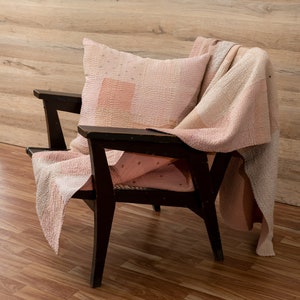 Mosaic Fray Handmade Vintage Kantha Throw - Shallot