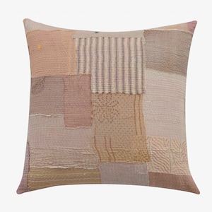 Mosaic Fray Handmade Vintage Kantha Pillow Sham - Mushroom