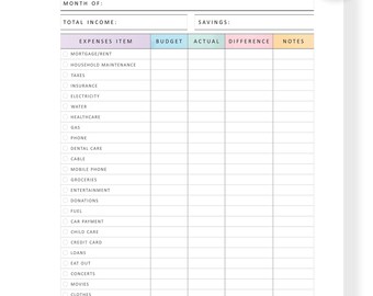 Monthly Budget Planner PRINTABLE: FILLABLE Finance Tracker (Digital Download)