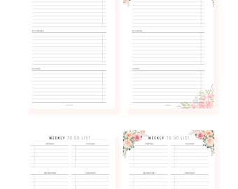 Fillable Daily Weekly To Do List Printable, Floral Neutral (PDF)